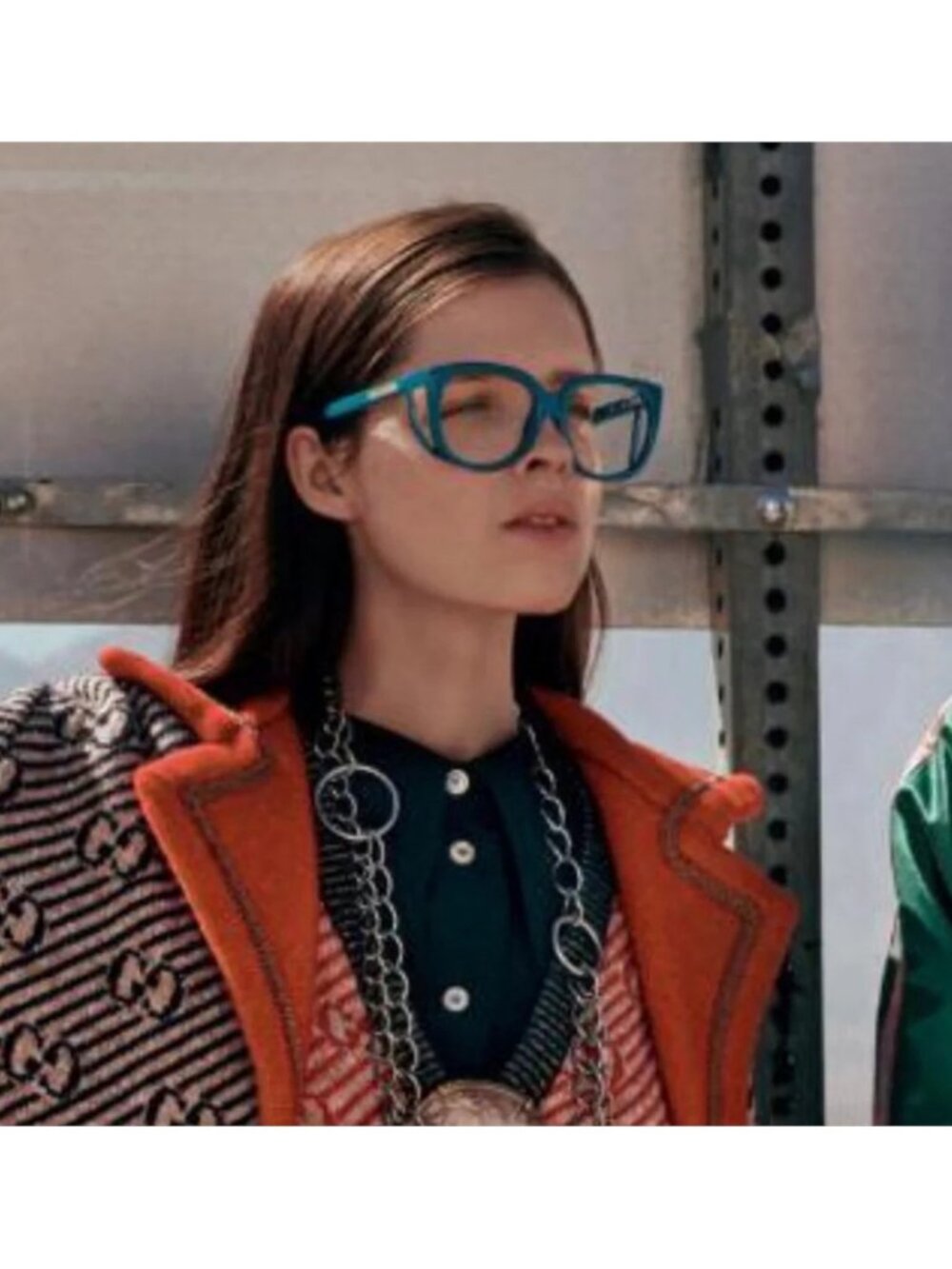 New Authentic Gucci GG0470O 003 Women’s Teal Cat-Eye Eyeglasses